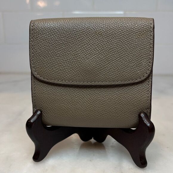 Coach Wallet Leather Cross Grained Gray Compact Bifold Wallet - Picture 4 of 16